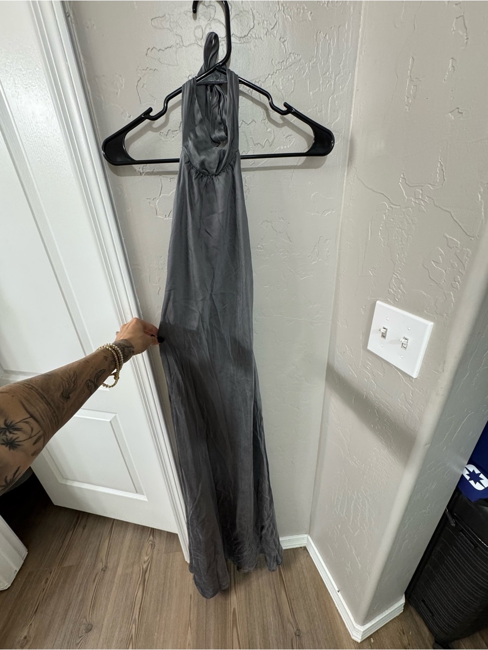 Laundry By Shelli Segal Charcoal Gray Halter Maxi Dress